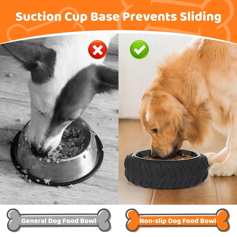 Dog Bowl 3 in 1 Stainless Steel Dog Bowls for Small Medium & Large Sized Dogs Slow Feeder Dog Bowl with Non-Slip Suction Cups for Food and Water Removable Dog Bowl #JL05-USA-265 - Image 7