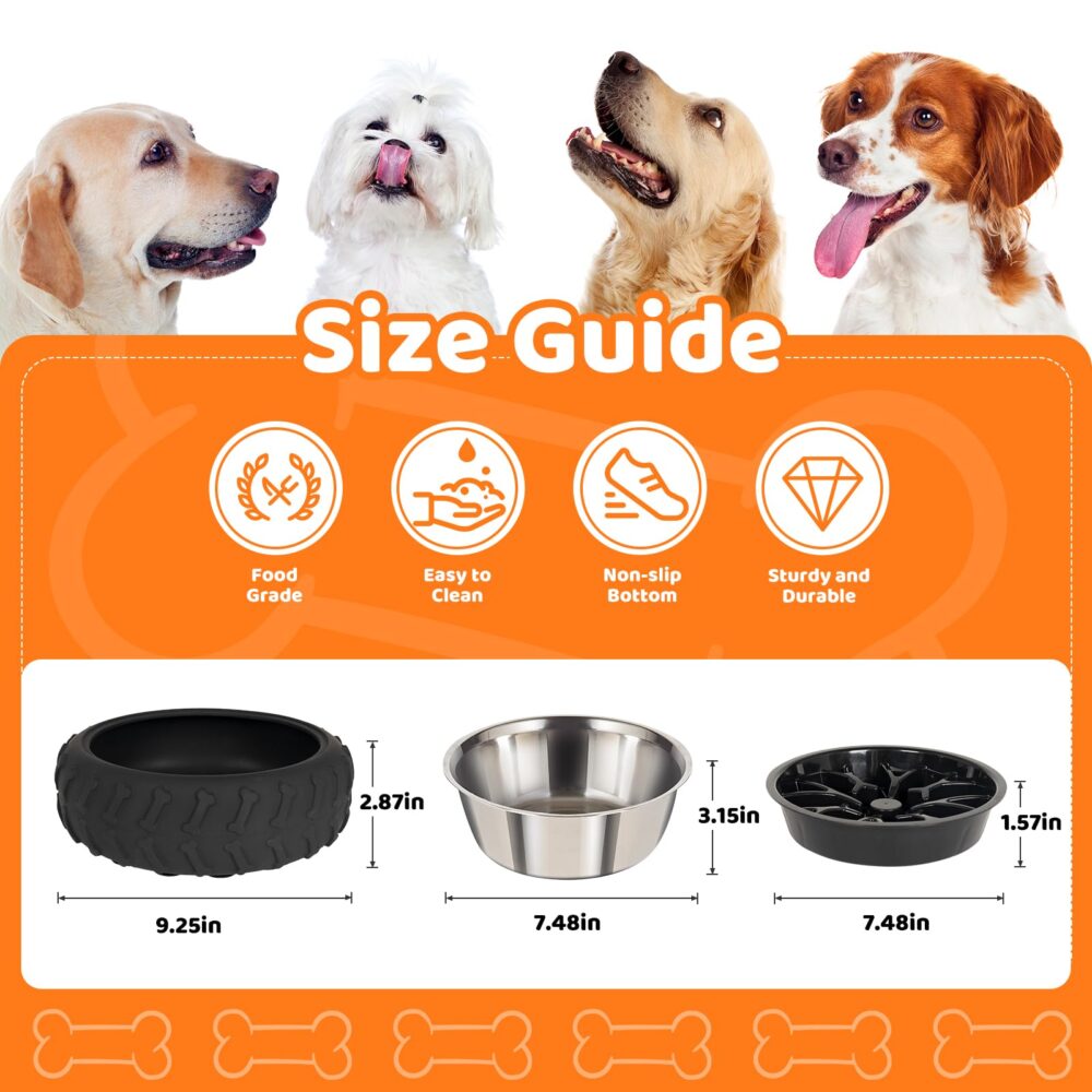 Dog Bowl 3 in 1 Stainless Steel Dog Bowls for Small Medium & Large Sized Dogs Slow Feeder Dog Bowl with Non-Slip Suction Cups for Food and Water Removable Dog Bowl #JL05-USA-265 - Image 6