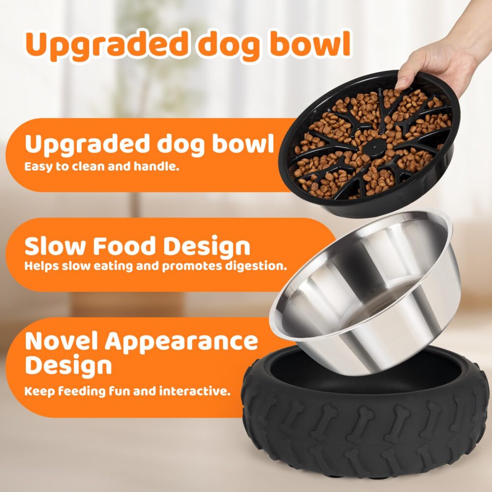 Dog Bowl 3 in 1 Stainless Steel Dog Bowls for Small Medium & Large Sized Dogs Slow Feeder Dog Bowl with Non-Slip Suction Cups for Food and Water Removable Dog Bowl #JL05-USA-265 - Image 5