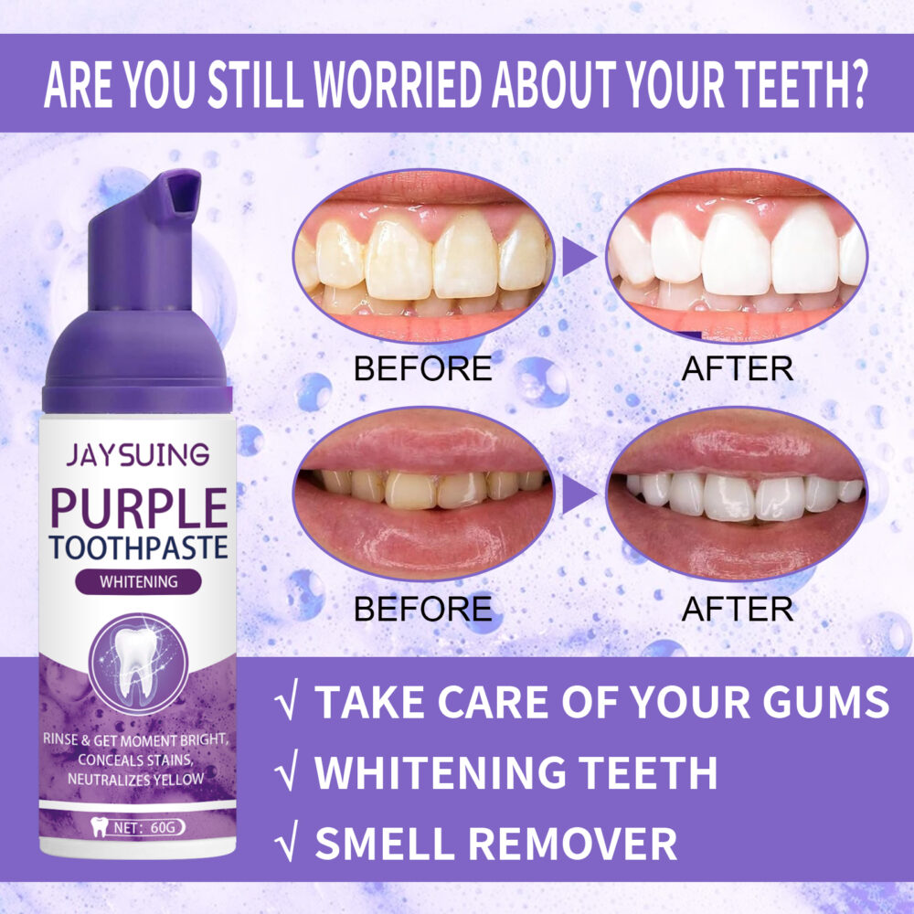 Purple Tooth Whitening Toothpaste, Brightens Teeth Cleans Stains And Relieves Bad Breath Beautiful Teeth Toothpaste #JL05-w13101728 - Image 3