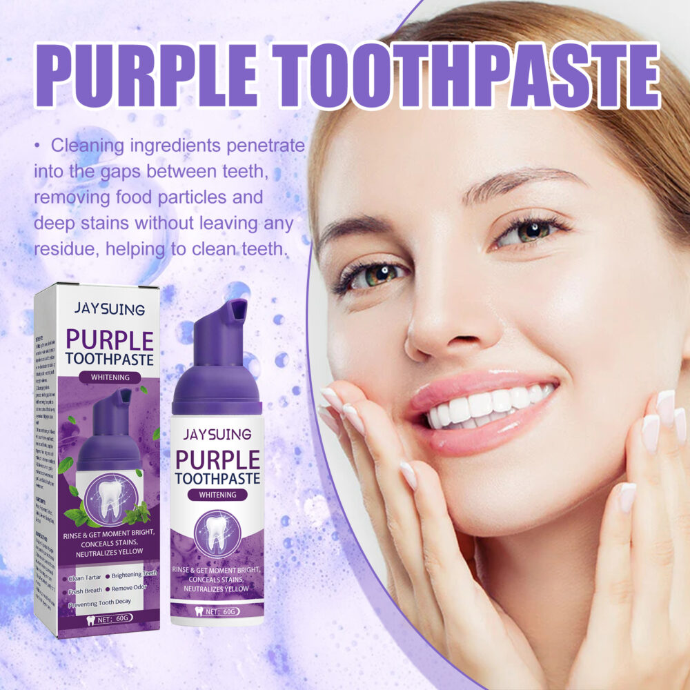 Purple Tooth Whitening Toothpaste, Brightens Teeth Cleans Stains And Relieves Bad Breath Beautiful Teeth Toothpaste #JL05-w13101728