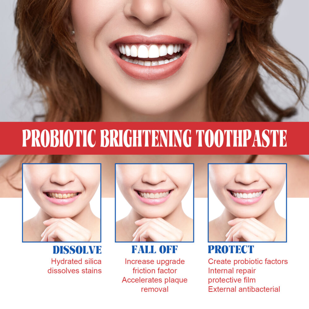 Probiotic Brightening Toothpaste, Oral Cleaning Remove Odor Stains White Teeth Gum Care Toothpaste #WYL-w13199039 - Image 7