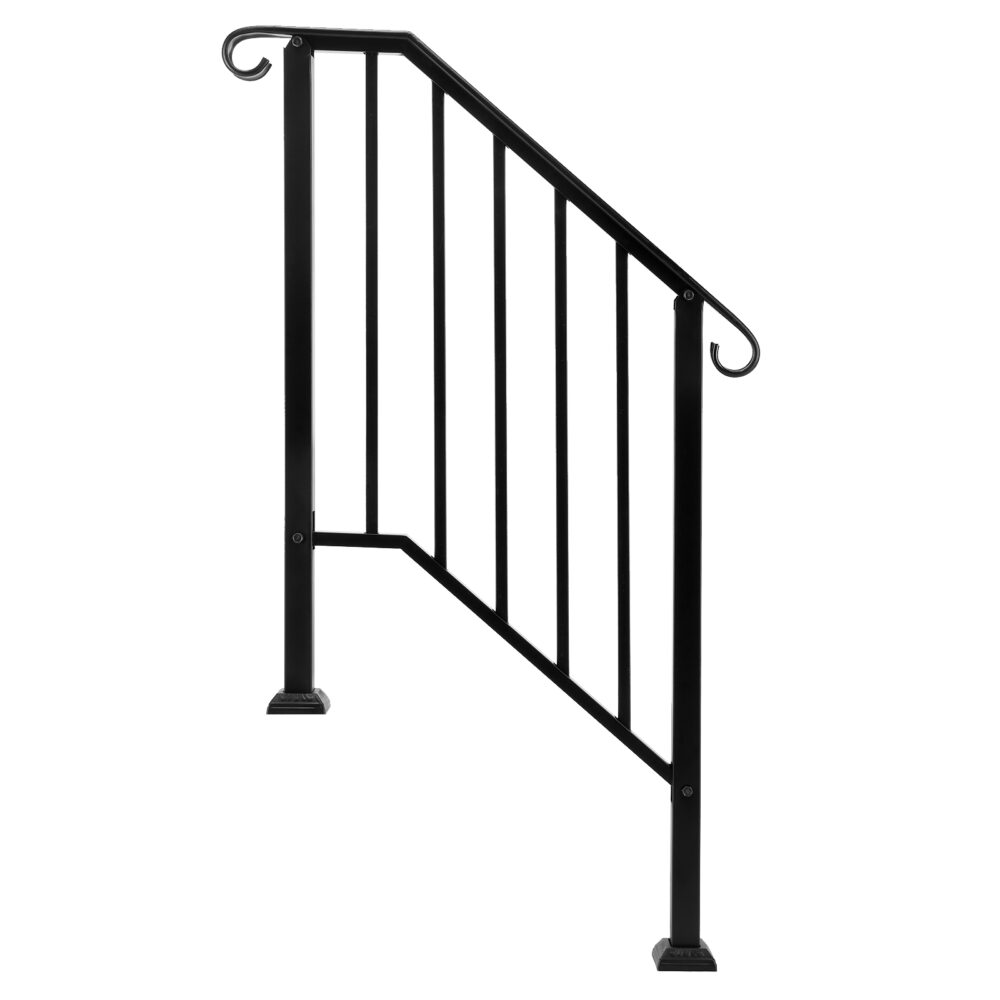 Artisasset Matte Black Outdoor 2-Step Iron Handrail #SY-82359152