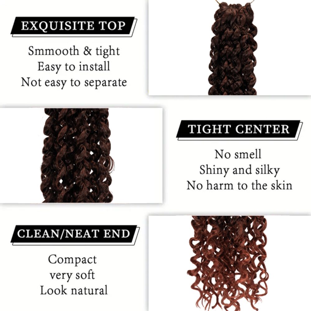 Passion Twist Crochet Hair Water Wave  Crochet Hair for Faux Locs Spring Twist Synthenic Braiding Hair Extension WATER WAVE 18" #JL01-CB1806 WATER WAVE 18"-T1B/350 - Image 6