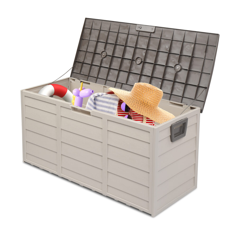 75gal 260L Outdoor Garden Plastic Storage Deck Box Chest Tools Cushions Toys Lockable Seat #SY-52600746 - Image 3