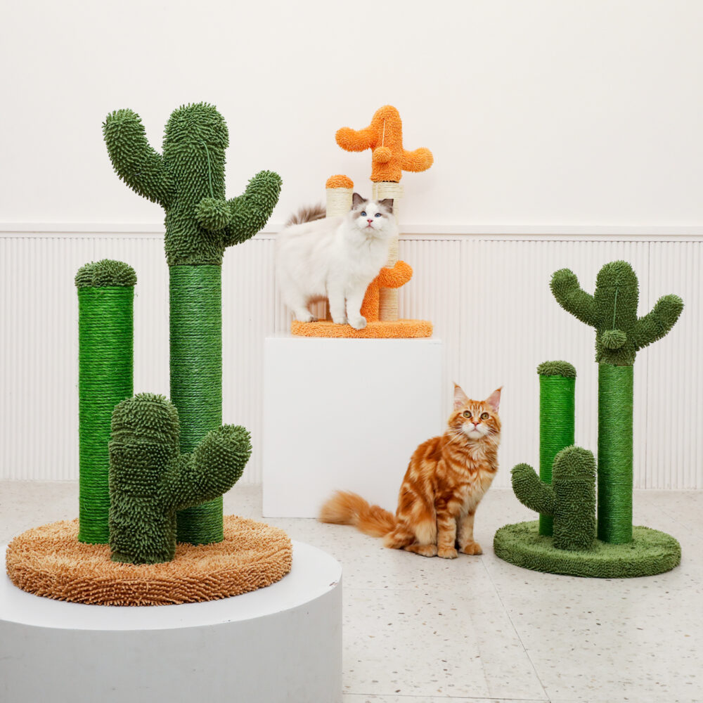 Cat Scratching Post Cactus Cat Scratcher Featuring with 3 Scratching Poles and Interactive Dangling Ball #JL06-90098883 - Image 6