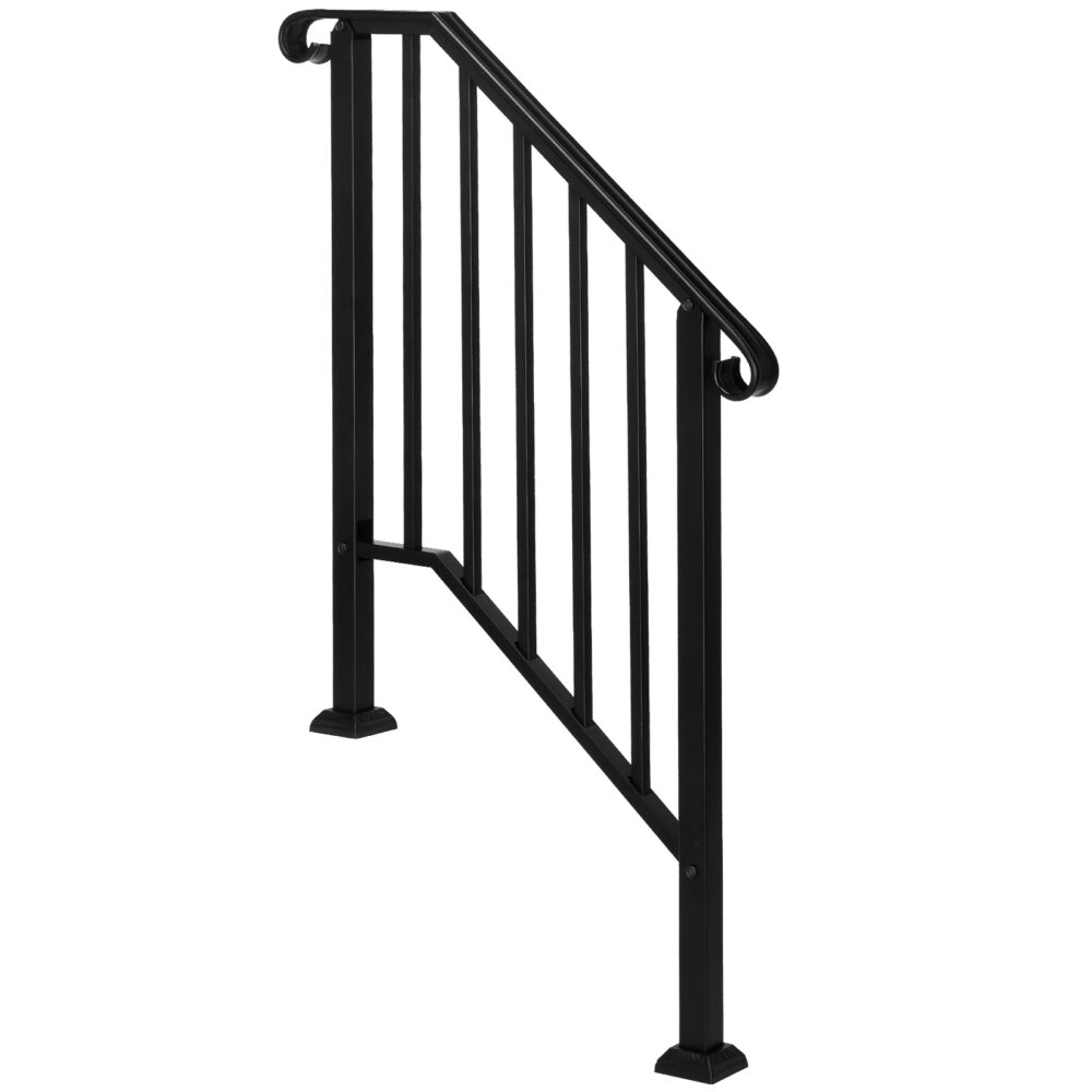 Artisasset Matte Black Outdoor 2-Step Iron Handrail #SY-82359152 - Image 8