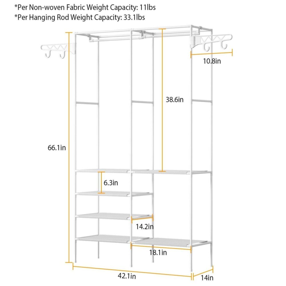 Metal Garment Rack Shoe Clothing Organizer Shelves Freestanding Multifunctional Clothes Wardrobe #JL06-95325397 - Image 9