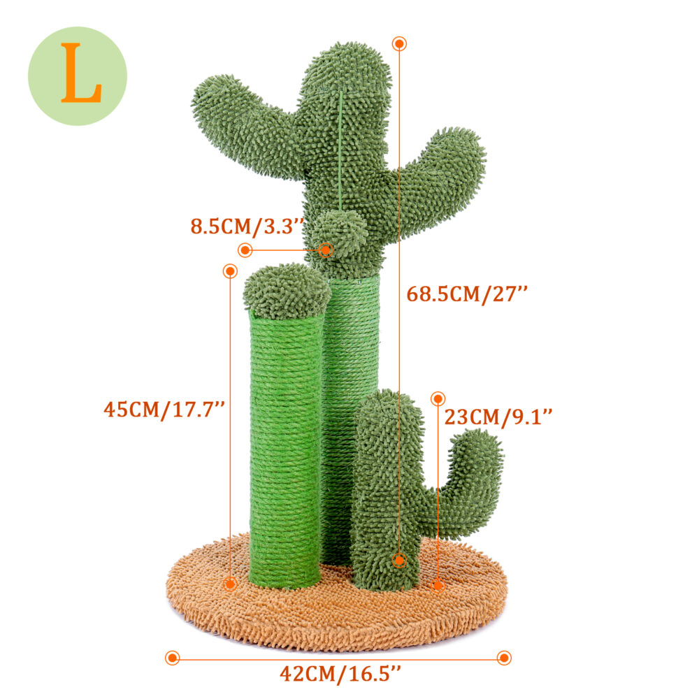 Cat Scratching Post Cactus Cat Scratcher Featuring with 3 Scratching Poles and Interactive Dangling Ball #JL06-90098883 - Image 8