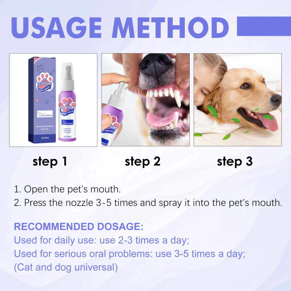 Dog Deodorizer Spray Pet Mouth Cleaner Cat Deodorizer Deodorizer Breath Fresher spray #JL04-cwkqqxj1218mj01-60ml - Image 5