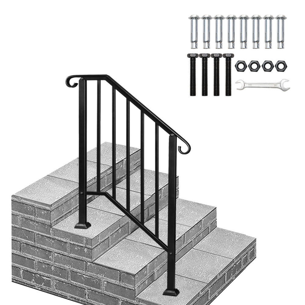 Artisasset Matte Black Outdoor 2-Step Iron Handrail #SY-82359152 - Image 10