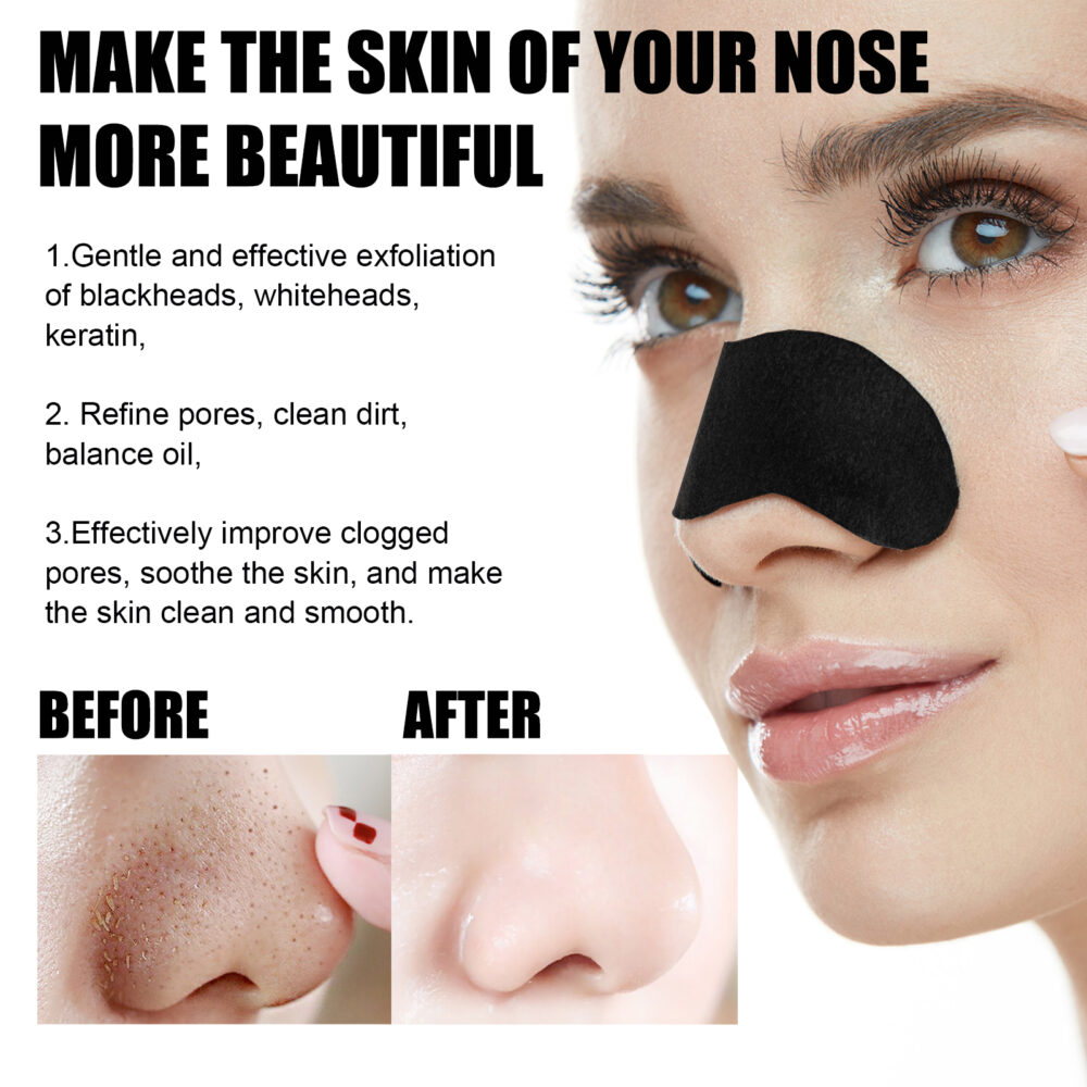 Black pig nose stick bamboo charcoal to remove blackhead acne tear nose mask #JL04-qhtbt1227jw03-10pcs - Image 4