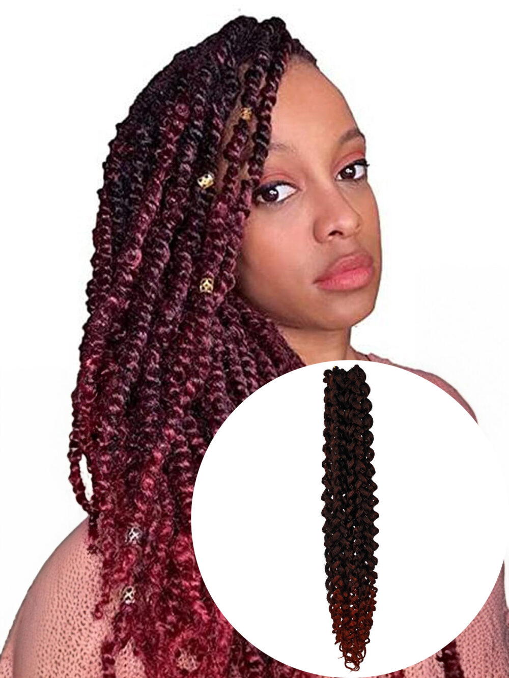 Passion Twist Crochet Hair Water Wave  Crochet Hair for Faux Locs Spring Twist Synthenic Braiding Hair Extension WATER WAVE 18" #JL01-CB1806 WATER WAVE 18"-T1B/350