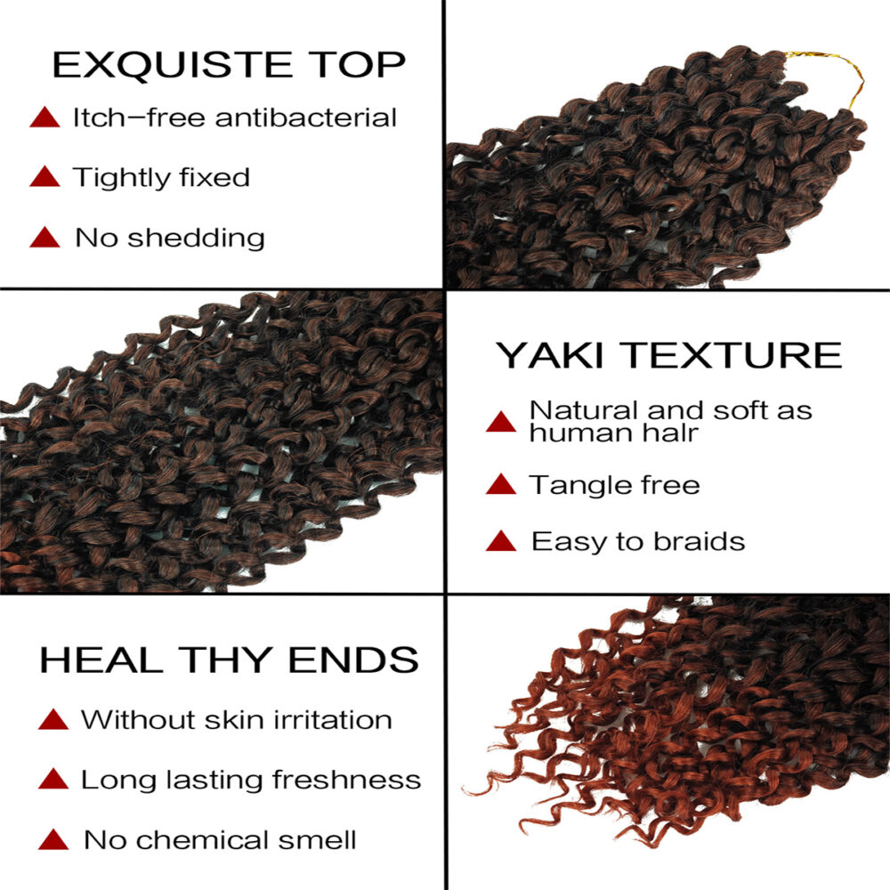 Passion Twist Crochet Hair Water Wave  Crochet Hair for Faux Locs Spring Twist Synthenic Braiding Hair Extension WATER WAVE 18" #JL01-CB1806 WATER WAVE 18"-T1B/350 - Image 7