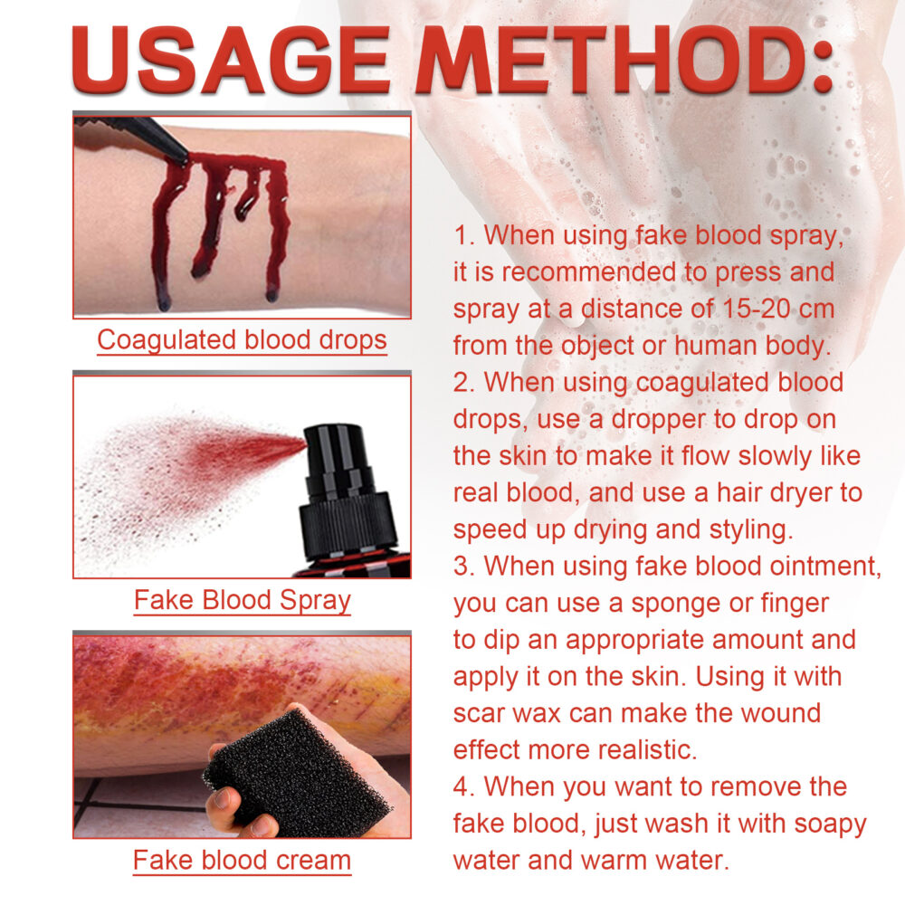 Halloween Fake Blood Makeup Set, Scary Atmosphere Realistic Skin Wax Fake Blood Special Effects Makeup Set #JL05-w13146922 - Image 4