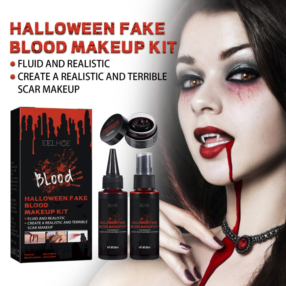 Halloween Fake Blood Makeup Set, Scary Atmosphere Realistic Skin Wax Fake Blood Special Effects Makeup Set #JL05-w13146922