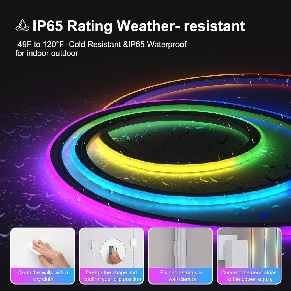 16.4ft LED Neon Rope Lights,Flexible LED Rope Lights,Outdoor RGB Neon Lights,Waterproof,Dazzling Colors,LED Neon Strip, Indoor,Controlled with App/Remote,Multiple Modes,DIY,Cuttable #JL05-w13129465 - Image 3