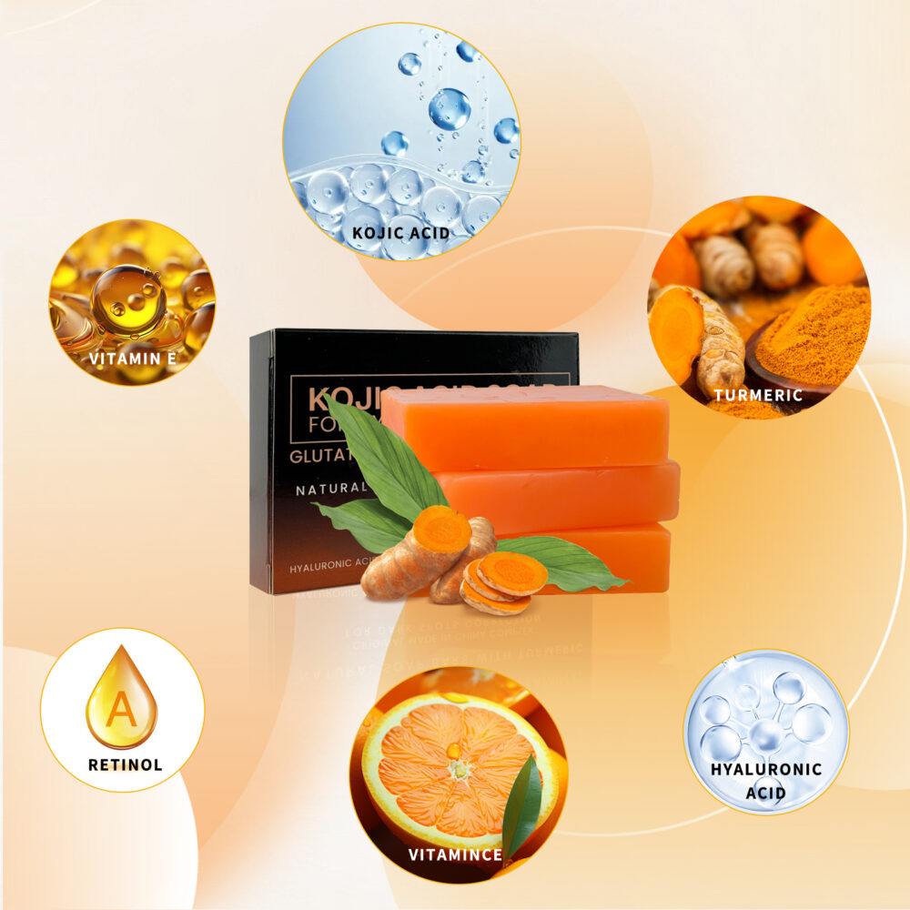 （with bubble net）Kojic Acid Soap for Hyper-pigmentation, Dark Spot Remover,Uneven skin tone，soap bar with Collagen,Kojic Acid,Vitamin E,Vitamin C,  Retinol,  Face & Body #JL05-w13153210 - Image 4