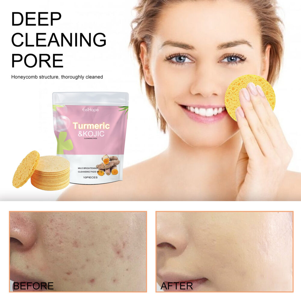 Turmeric & Kojic Cleansing Pads, Deep Clean Delicate Pores Reduce Acne Spots Facial Skin Brightening #JL05-w13189190 - Image 6