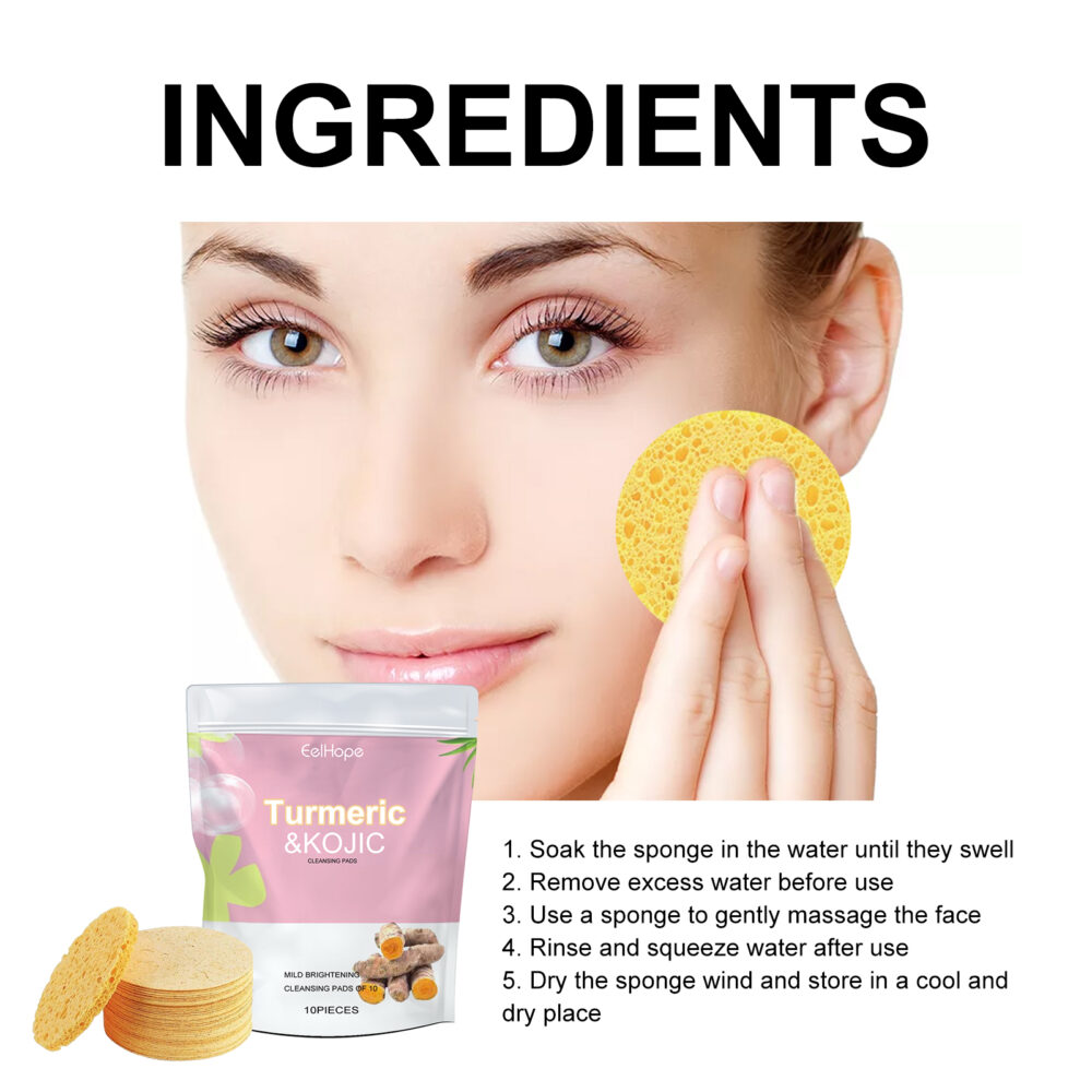 Turmeric & Kojic Cleansing Pads, Deep Clean Delicate Pores Reduce Acne Spots Facial Skin Brightening #JL05-w13189190 - Image 8