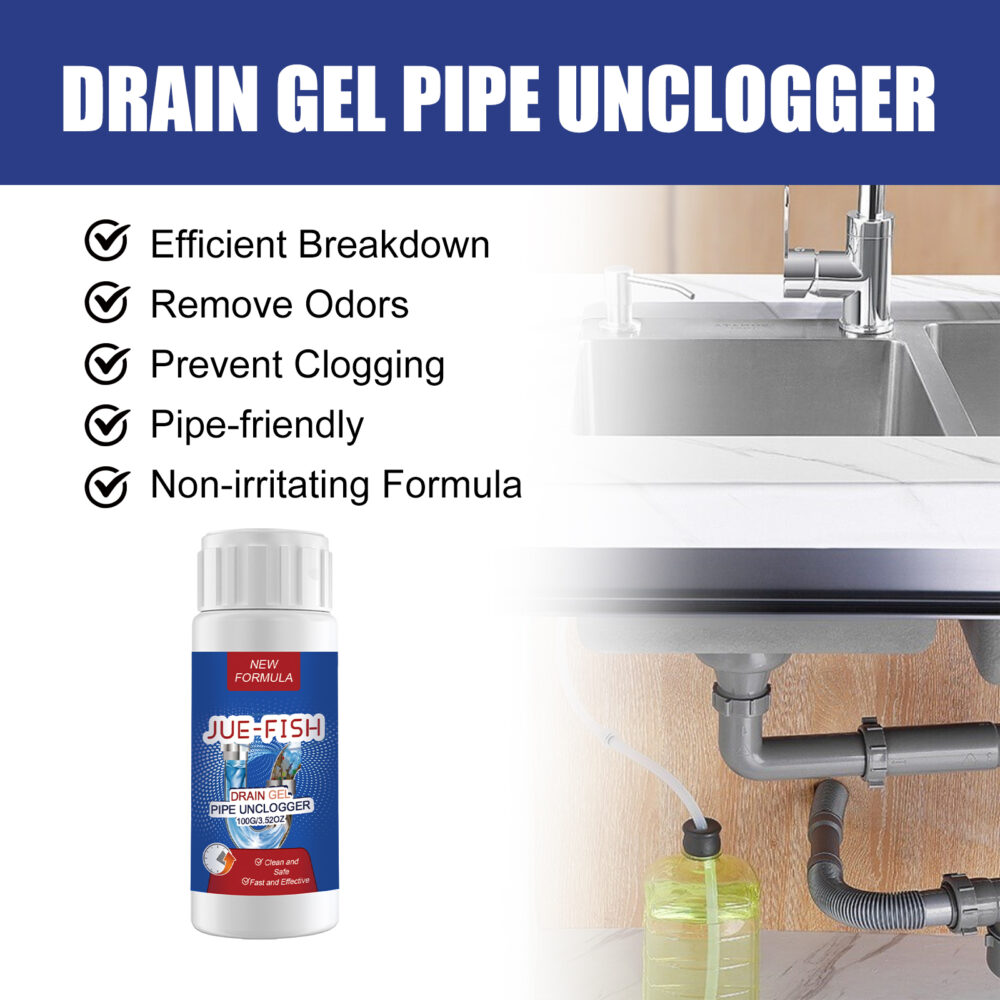 Drain Gel Pipe Unclogger, Kitchen Bathroom Sewer Odor Cleaning Dissolves Dredging To Prevent Clogging #JL05-w13190673