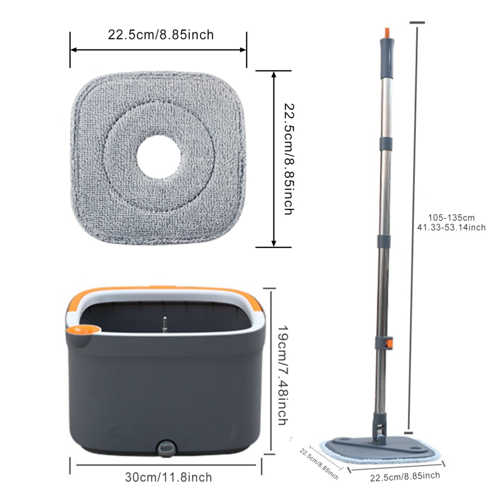 Hands-Free Spin Mop Bucket with Microfiber Pad, 360 Rotation for Home Floor and Kitchen Cleaning, Commercial Cleaning Tool, Rubber Material, Includes Handle and Accessories #WYL-w13189406 - Image 4