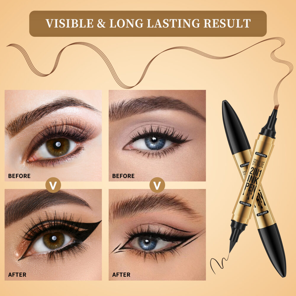 【 Upgrade Version】 2-in-1 Eyebrow Pencil + Eyeliner,Long-lasting,Water-Resistent With 4-Pin  Fork , Brow Pencil 2-in-1 Dual-Ended Eyebrow Pen with Micro-Fork-Tip Applicator and Precise Brush-Tip Create Natural-Looking Brows #JL05-w13300147 - Image 10