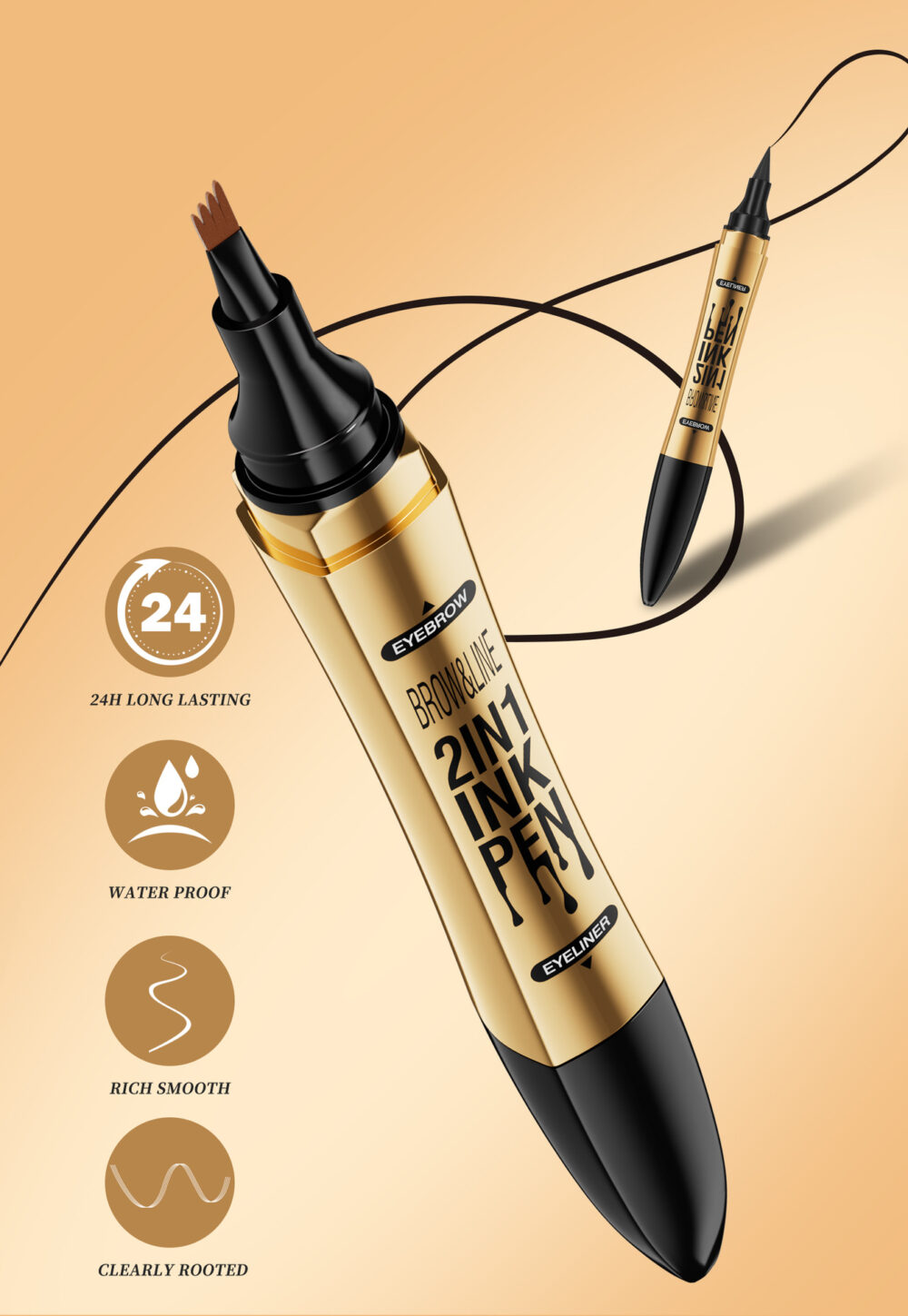 【 Upgrade Version】 2-in-1 Eyebrow Pencil + Eyeliner,Long-lasting,Water-Resistent With 4-Pin  Fork , Brow Pencil 2-in-1 Dual-Ended Eyebrow Pen with Micro-Fork-Tip Applicator and Precise Brush-Tip Create Natural-Looking Brows #JL05-w13300147 - Image 6