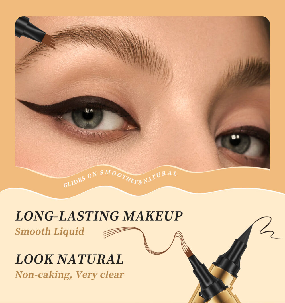 【 Upgrade Version】 2-in-1 Eyebrow Pencil + Eyeliner,Long-lasting,Water-Resistent With 4-Pin  Fork , Brow Pencil 2-in-1 Dual-Ended Eyebrow Pen with Micro-Fork-Tip Applicator and Precise Brush-Tip Create Natural-Looking Brows #JL05-w13300147 - Image 2