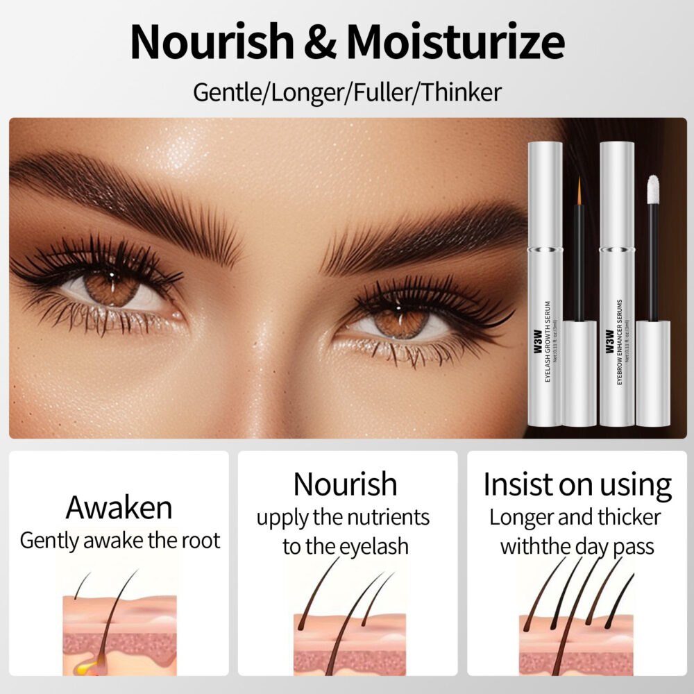 Eyelash and eyebrow growth set,Brow Enhancer, for Longer Fuller and Thicker Luscious Lashes and Eyebrows (3ml+3ml),Eye Makeup Products,Natural Curl/Long Lasting Eyelashes Extension Serum,Eyelash care product for women&girl, Mascara, Cosmetic #JL05-w13300144 - Image 5