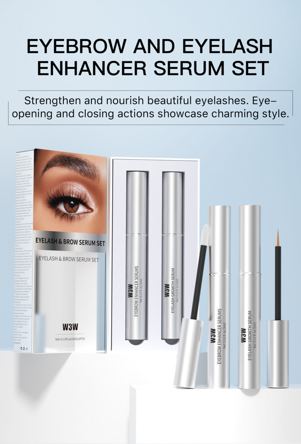 Eyelash and eyebrow growth set,Brow Enhancer, for Longer Fuller and Thicker Luscious Lashes and Eyebrows (3ml+3ml),Eye Makeup Products,Natural Curl/Long Lasting Eyelashes Extension Serum,Eyelash care product for women&girl, Mascara, Cosmetic #JL05-w13300144 - Image 6