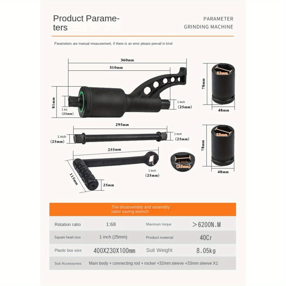 1:78 Torque Multiplier Wrench 5800N Heavy Duty Torque Multiplier Wrench Set Lug Nut Remover Wrench with Case Labor Saving Wrench Tool for Truck Trailer RV #SY-13591473 - Image 2