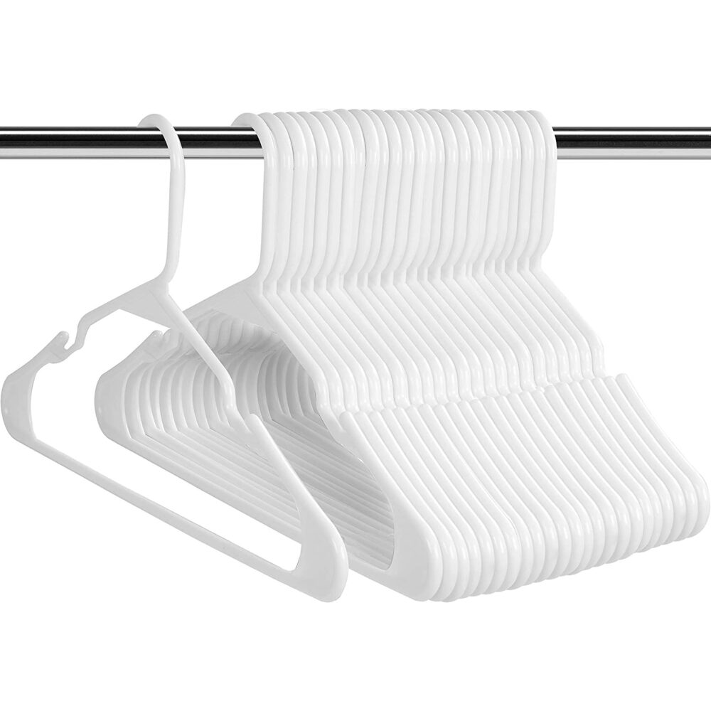 With Shoulder Grooves Space-Saving 60Pcs PP Hangers for Clothes - Durable, Multi-Use for Shirts, Pants, Coats, Dresses & Suits - Ideal for Closet Organization (White) #JL06-09703771 - Image 3