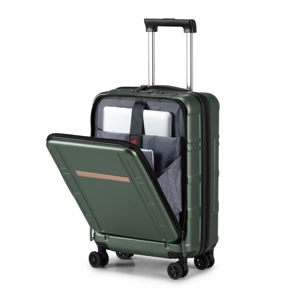 Carry on Luggage 22 X 14 X 9 Airline Approved, ABS+PC 20 Inch Luggage with Front Compartment, Double Spinner Wheels, TSA Lock，Dark Green Color #SY-30074238 - Image 2