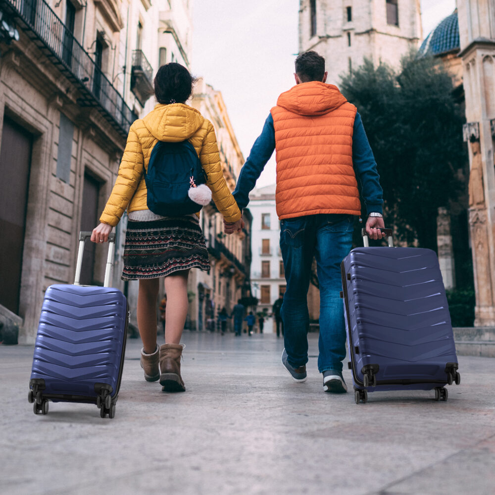 FCH V-shaped stripes 3-in-1 PP trolley case 20in 24in 28in PP iron trolley classic color - dark blue (grain pattern) #SY-93246634 - Image 2