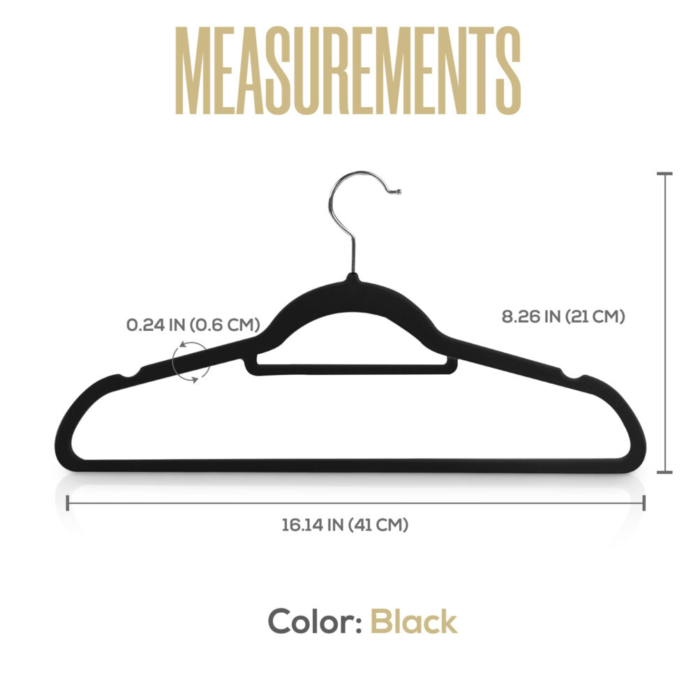 Velvet Hangers - 60PCS Black Space-saving & Non-slip. with Tie Bar and Shoulder Notch. Highly Durable for Suits, Coats, Shirts, Pants and Dresses. Slim Design with 360° Swivel Hook. #JL06-70679556 - Image 2