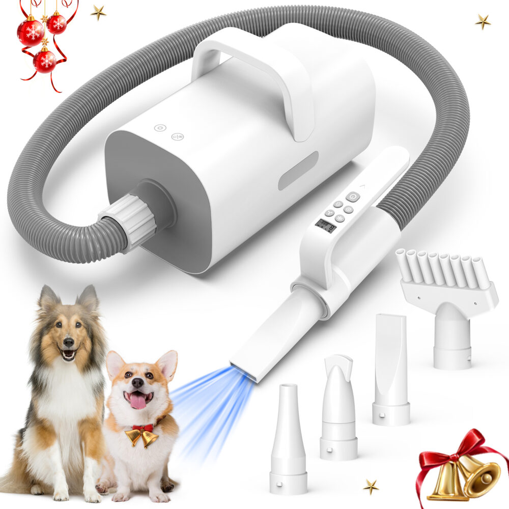 Dog dryer, 4-in-1 dog hair dryer with smart handle,90 m/s high speed negative ion dog hair dryer, adjustable air speed and temperature pet dryer for dogs and cats #JL01-USA-240