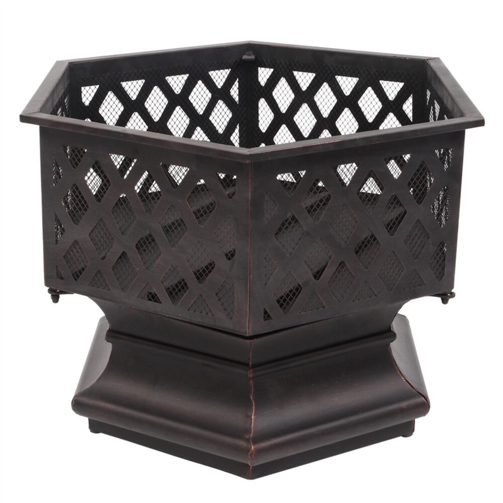 22" Hexagonal Shaped Iron Brazier Wood Burning Fire Pit Decoration for Backyard Poolside #SY-06542003 - Image 10