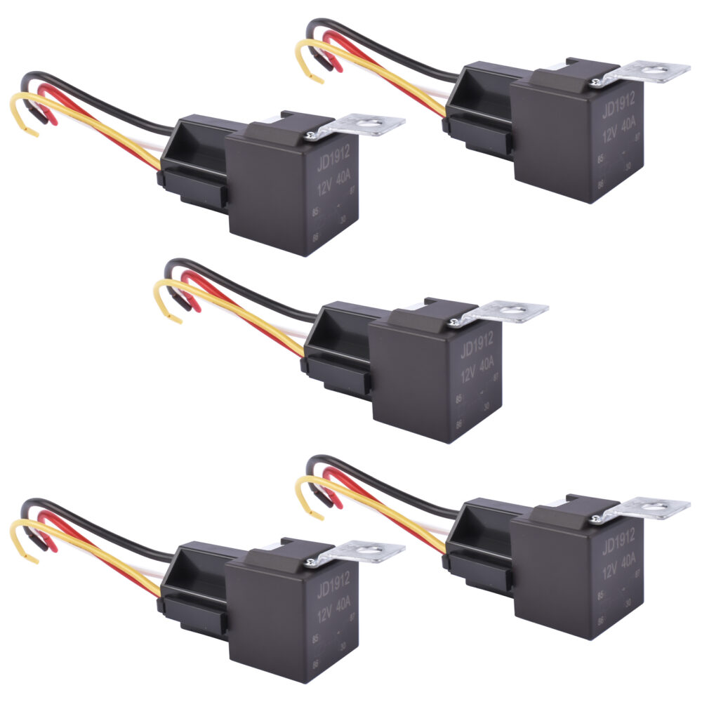 5 Piece 4 Pin SPDT DC 12V, 40/30 A Heavy Duty Automotive Relay with Wires & Harness Socket Set #JL06-49923759 - Image 6