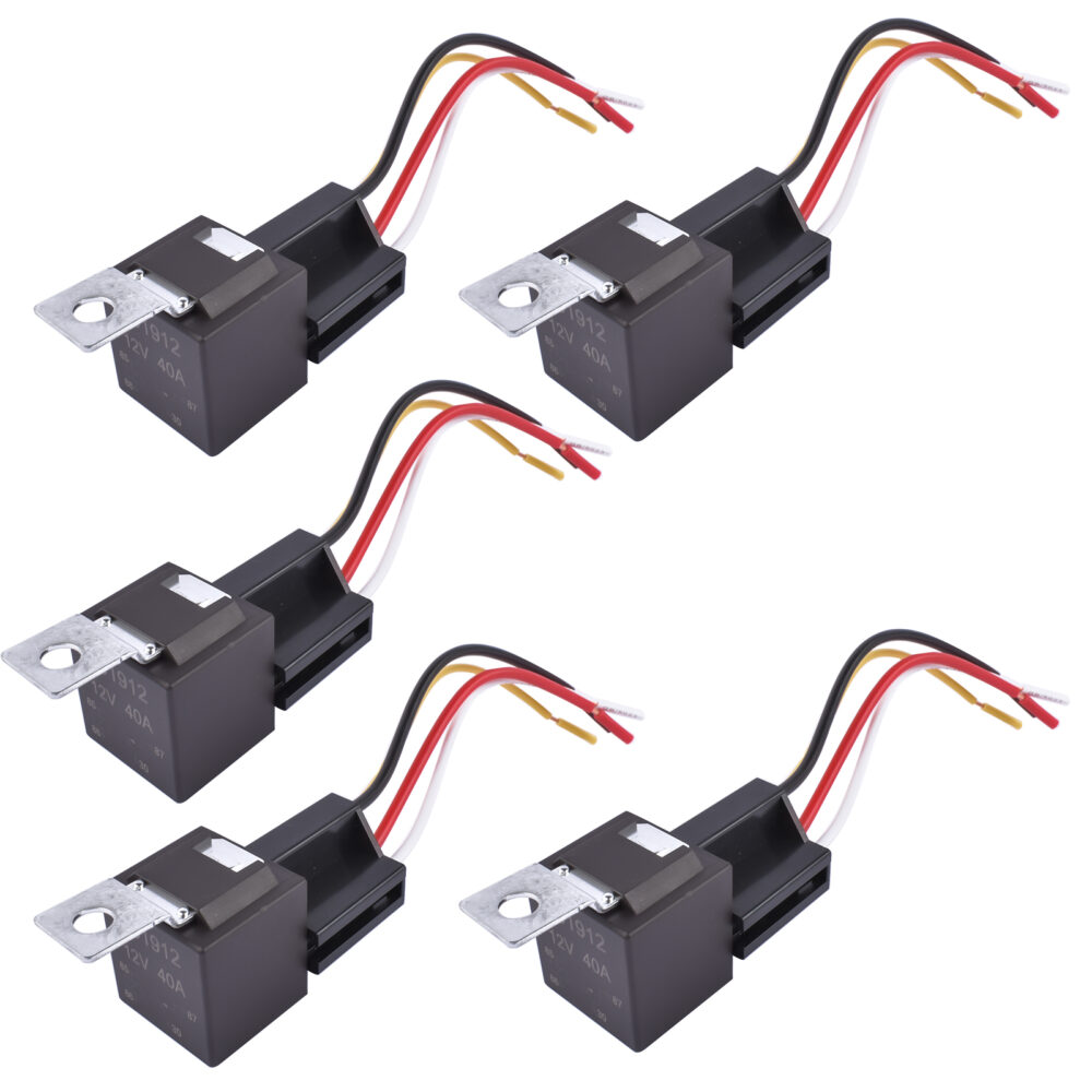 5 Piece 4 Pin SPDT DC 12V, 40/30 A Heavy Duty Automotive Relay with Wires & Harness Socket Set #JL06-49923759 - Image 5