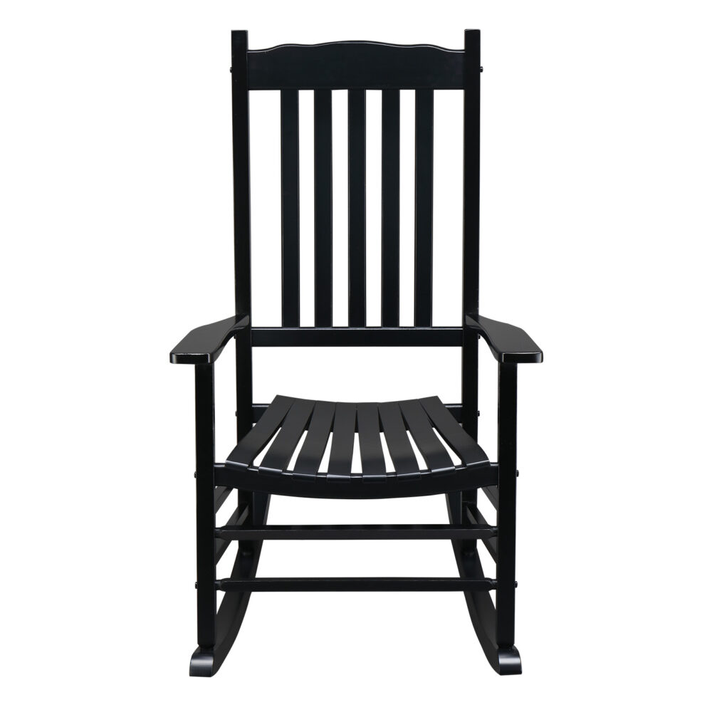 68.5*86*115CM Square Wooden Rocking Chair Wavy Backboard Black #SY-51220946 - Image 2