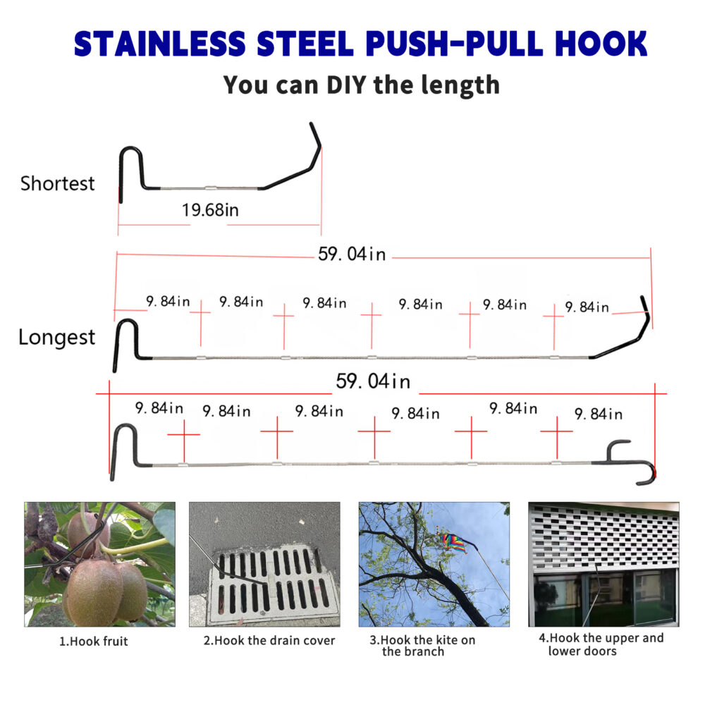 Long distance tools outdoor steel wheel puller truck fifth push pull hook 1 piece, garage door pull hook #JL06-95566043 - Image 2