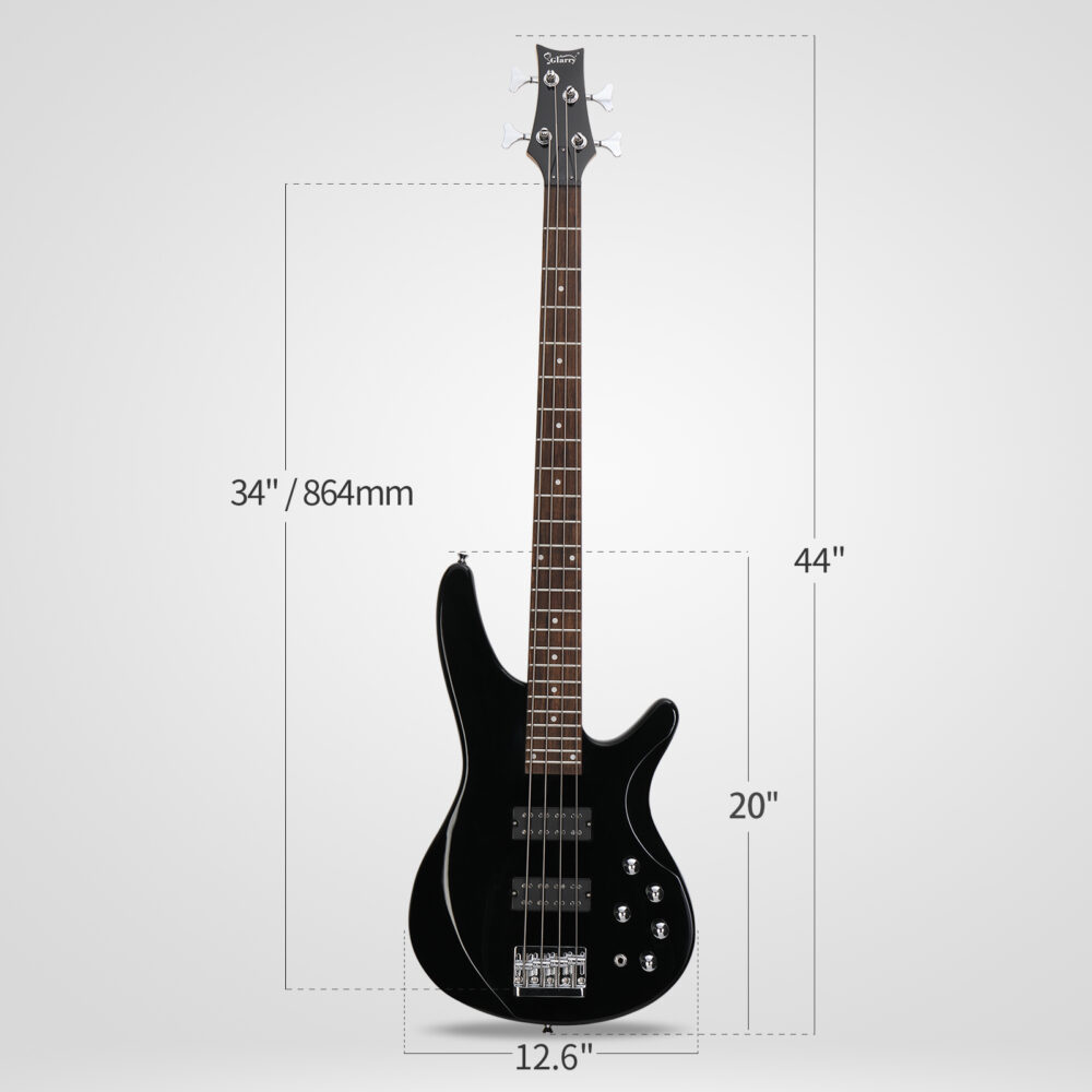 Glarry 44 Inch GIB 4 String H-H Pickup Laurel Wood Fingerboard Electric Bass Guitar with Bag and other Accessories Black #JL06-93617569 - Image 9