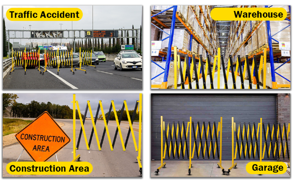 Metal Expandable Barricade, 11 Feet Retractable Fence Outdoor, Mobile Safety Barrier Gate, Easily Assembled Expanding Gate with Casters, Collapsible Accordion Barricade Gate Outdoor #SY-50417344 - Image 2