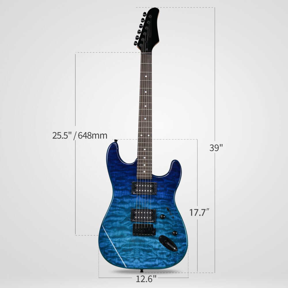 39in Electric Guitar H-H Pickups Trans Blue suit for Heavier Rock #JL06-75010223 - Image 3