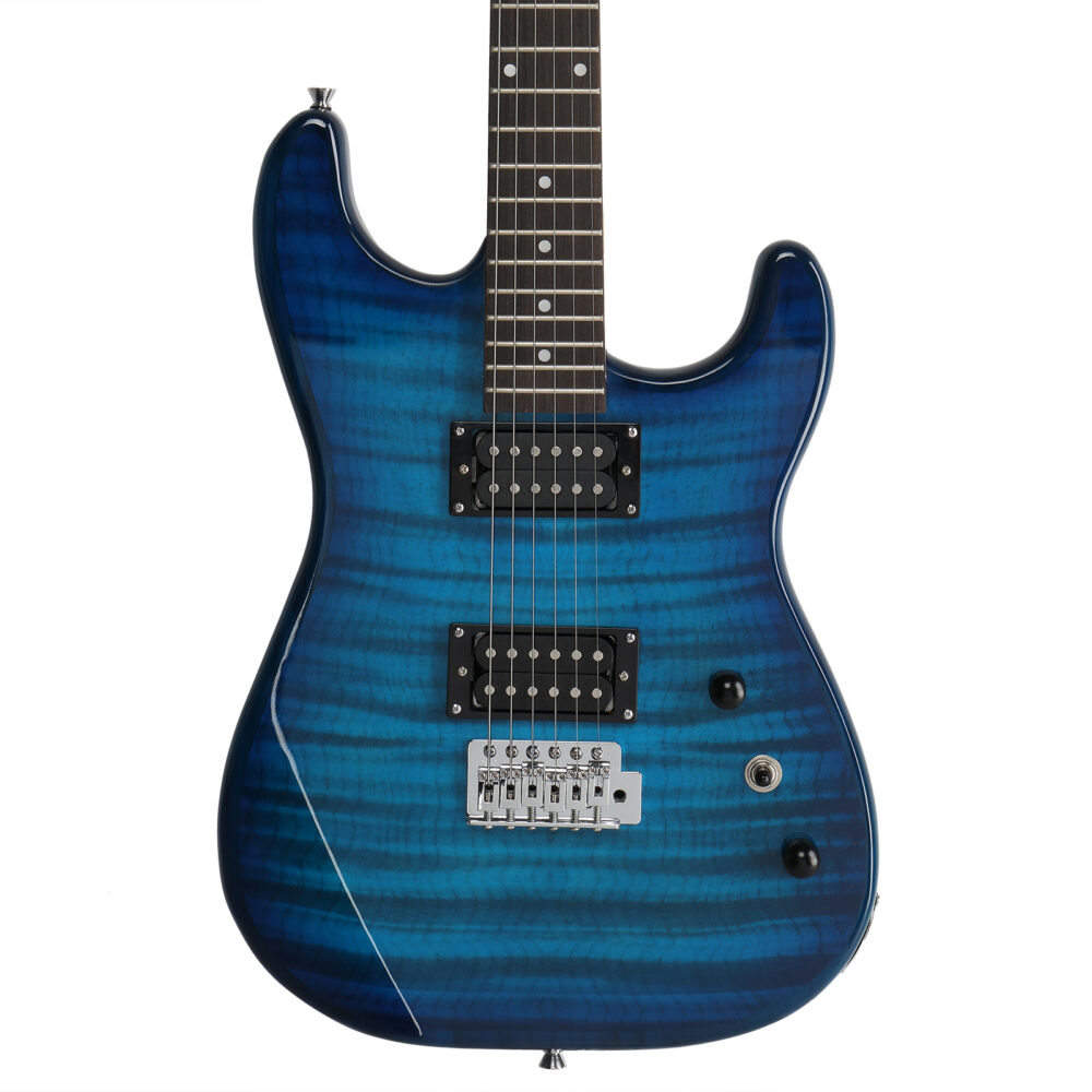 Glarry GST Stylish H-H Pickup Tiger Stripe Electric Guitar Kit with 20W AMP Bag Guitar Strap Blue #JL06-12856769 - Image 6