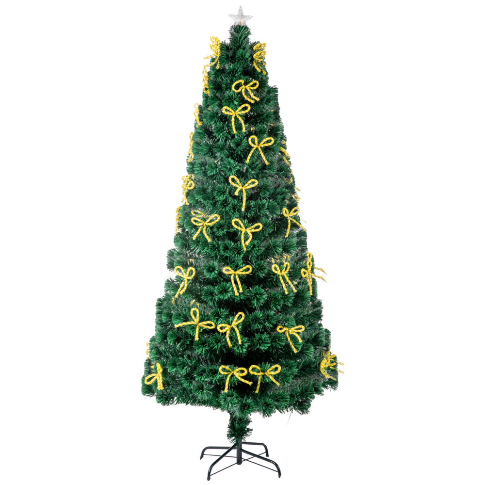 6.5ft Pre-Lit Fiber Optical Christmas Tree with Bow Shape Color Changing Led Lights&260 Branch Tips #SY-30700297 - Image 2