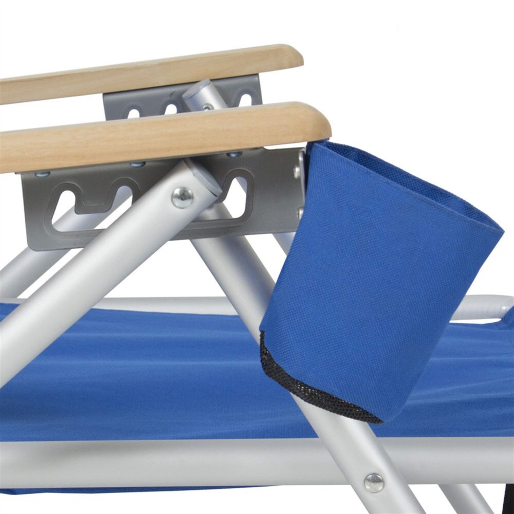 Portable High Strength Beach Chair with Adjustable Headrest Blue #JL06-99460325 - Image 3