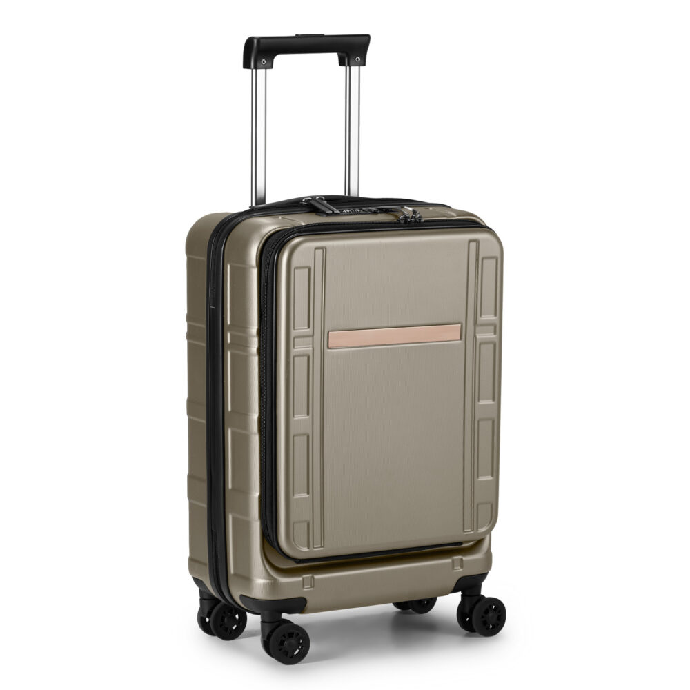 Carry on Luggage 22 X 14 X 9 Airline Approved, ABS+PC 20 Inch Luggage with Front Compartment, Double Spinner Wheels, TSA Lock，Khaki Color #SY-37037123 - Image 5