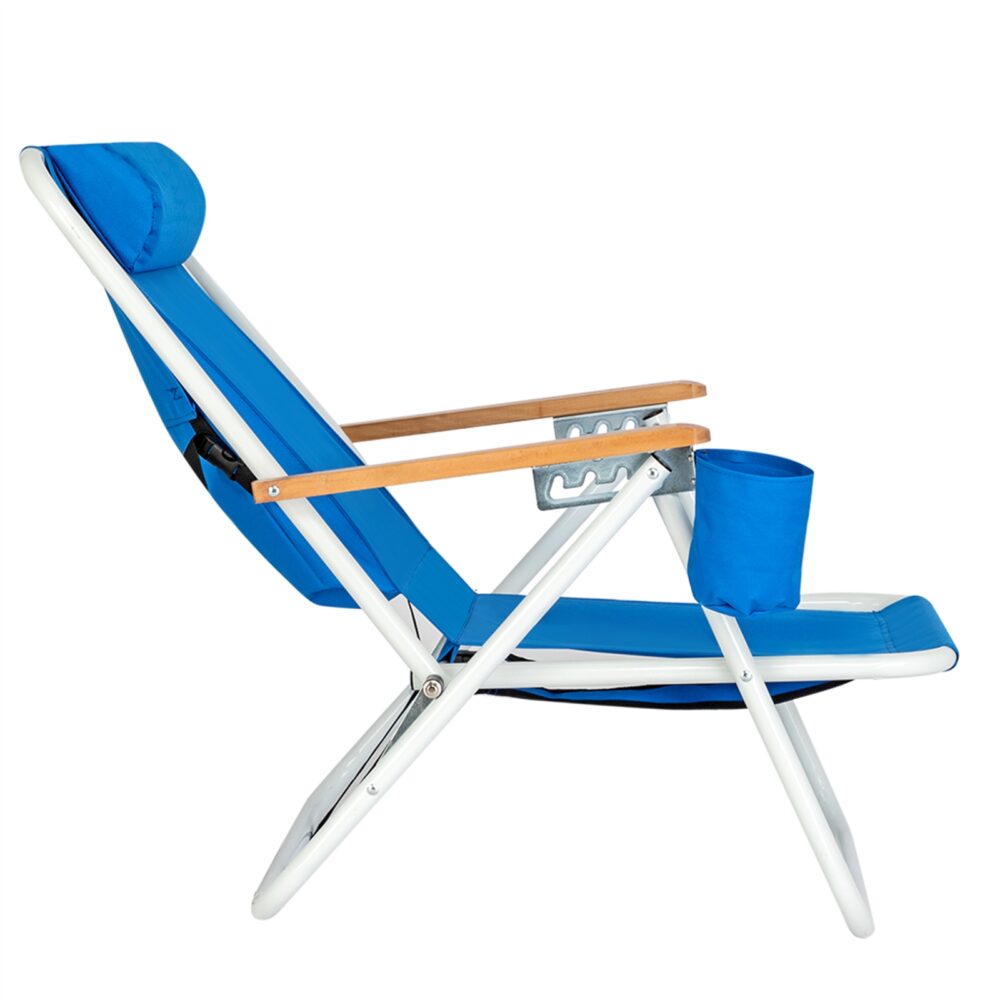 Portable High Strength Beach Chair with Adjustable Headrest Blue #JL06-99460325 - Image 5